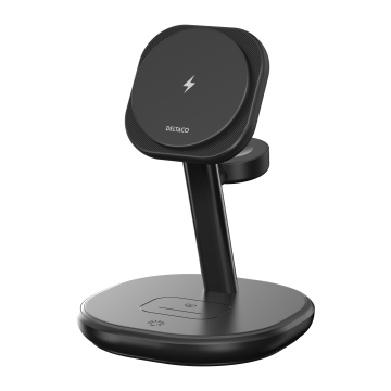 3-in-1 magnetic wireless charging stand, iPhone/TWS/Watch, LED light