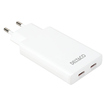 USB-C vægoplader 67 W, 2x USB-C PD, slank størrelse, samlet effekt 67 W
