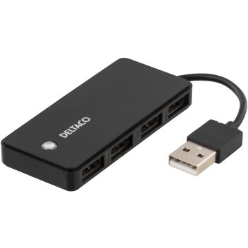 USB 2.0 hub, 4xType A hun, sort