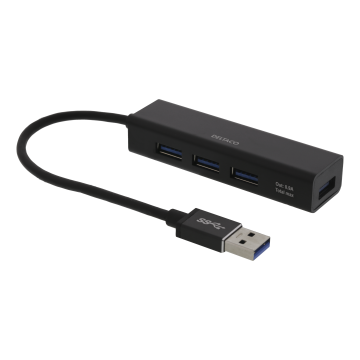 USB Mini Hub med 4 USB-A porte, USB 3.1 Gen 1, sort