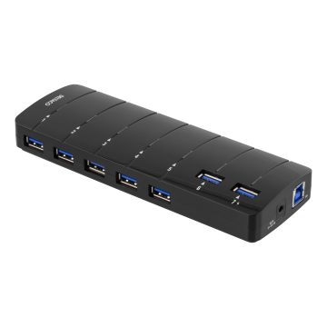 USB-A hub med 7 x USB-A porte, sort