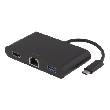 USB-C Docking Station med HDMI, RJ45, 1xUSB Type A, USB-C port til opladning, sort