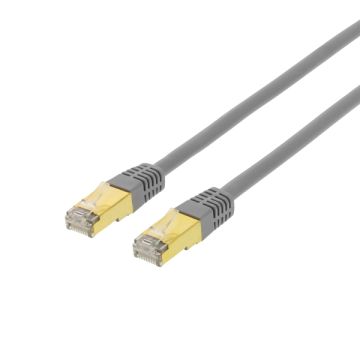 S/FTP Cat7 Netværkskabel, 0,5m, 600MHz, Delta-certificeret, LSZH, RJ45-stik, grå