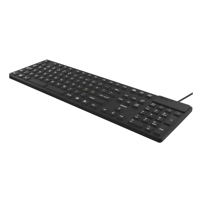 Rubberized keyboard, silicone, IP68, full size, 105 keys, black